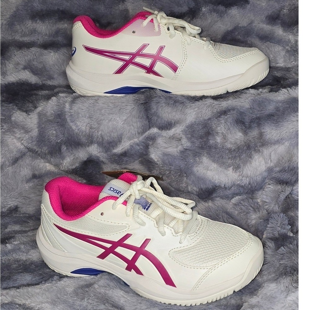 NWOT Asics Gel-Game GS Tennis Shoes White Pink/Rose Athletic Sneakers Kid SZ 4